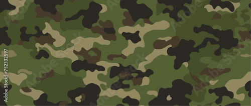 Green military camouflage seamless pattern background banner. Camouflage pattern background. Vector illustration. photo