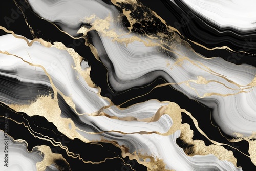 Elegant Abstract Marble Texture with Gold Veins, Luxurious Fluid Art for Background or Wallpaper Design