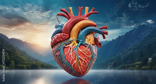 Human Heart Anatomy Close up Illustration ,Human Heart Dark Background #752334174