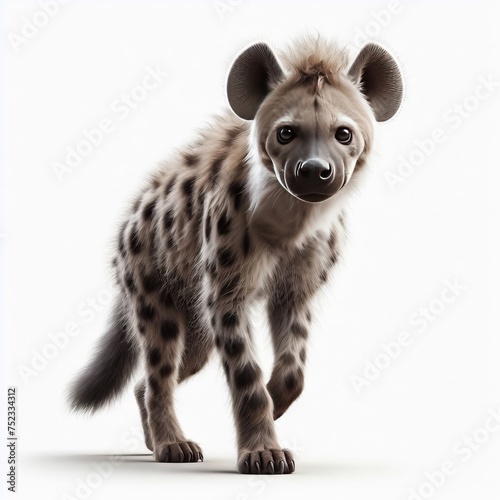 hyena in front of white background