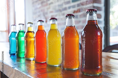 A craft soda tasting with unique flavors and colorful bottles