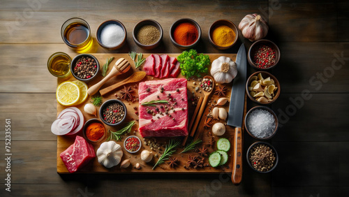 Elevated Cuisine: Ingredients Await Their Role in the Meticulous Crafting of a Complex Dish