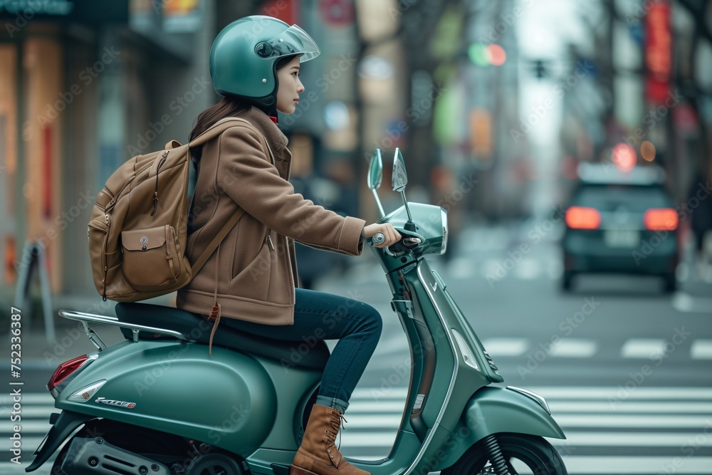 An urban explorer waits at a bustling city intersection, melding seamlessly with the rhythm of city life An urban explorer waits at a bustling city intersection, melding seamlessly with the rhythm of city life