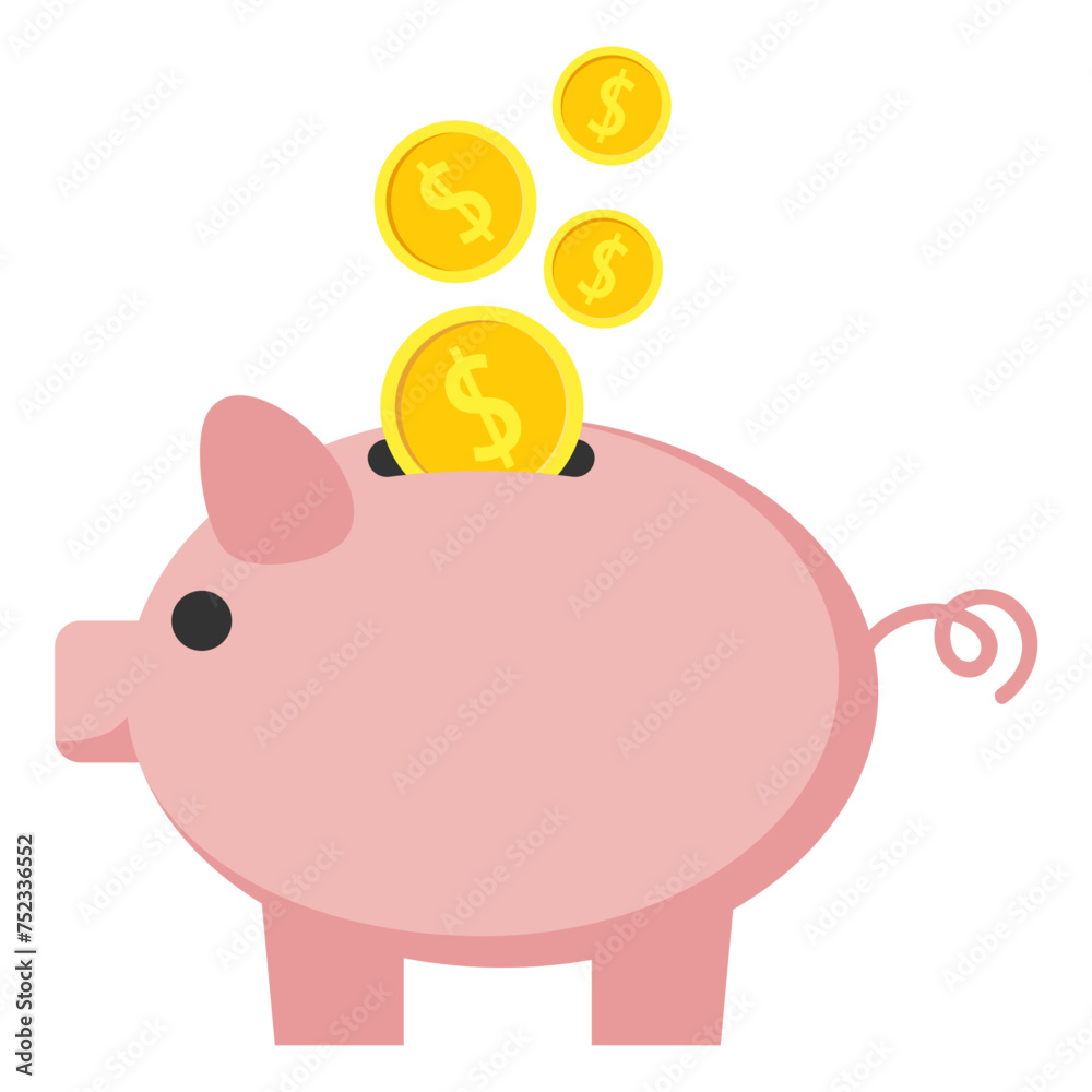 Fototapeta premium Money box. Piggy bank with coins