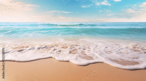 Soothing Ocean Serenity  Canon RF 50mm Captures Stunning Sandy Beach and Calming Blue Waves