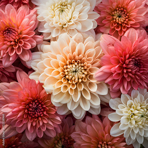 Close-Up View of Vibrant Chrysanthemum Blooms: Colorful Symphony of Nature's Beauty © Isaac