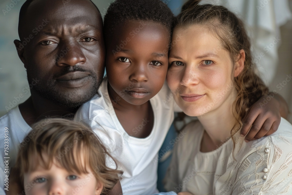 Close up portrait of family of mixed race Close up portrait of family of mixed race