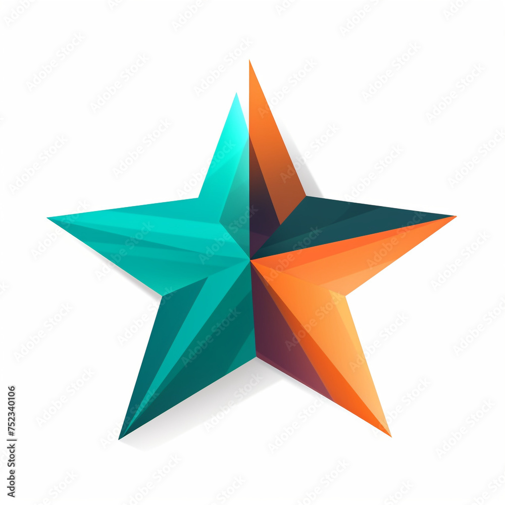 2D icon of a star, teal and orange aestethic, isolated subject, white background сreated with Generative Ai 2D icon of a star, teal and orange aestethic, isolated subject, white background сreated with Generative Ai