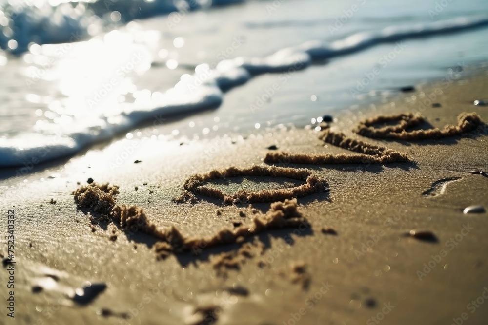 The word Love written in the sand on the beach. The word Love written in the sand on the beach.