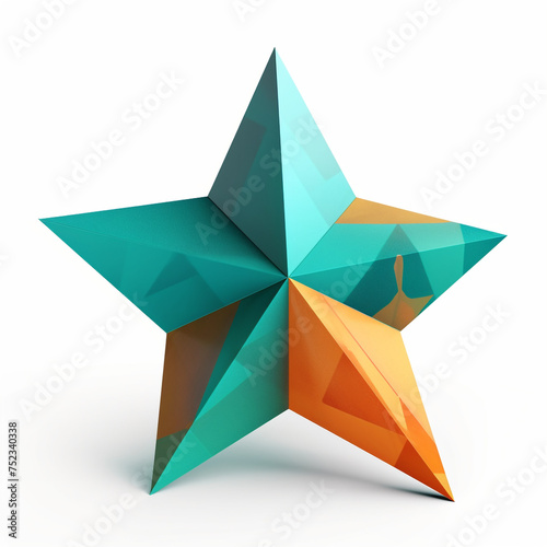 2D icon of a star  teal and orange aestethic  isolated subject  white background   reated with Generative Ai