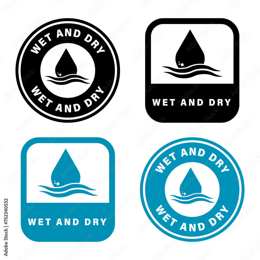 Wet and Dry - Vector labels. Vacuum Cleaner or Dryer icons. Wet and Dry - Vector labels. Vacuum Cleaner or Dryer icons.