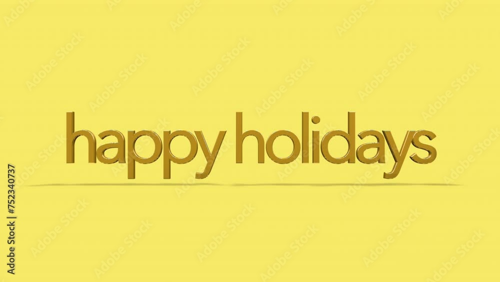 A festive greeting card featuring gold letters spelling Happy Holidays against a yellow background. Its a joyful image often used to celebrate the holiday season A festive greeting card featuring gold letters spelling Happy Holidays against a yellow background. Its a joyful image often used to celebrate the holiday season