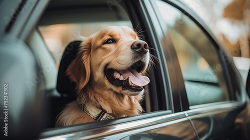 Cheerful Dog Enjoying Car Ride with Head Out Window, Shot with Canon RF 50mm f/1.2L USM