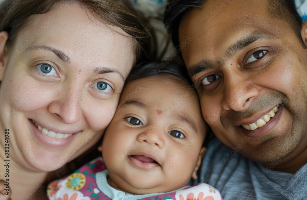 Close up portrait of family of mixed race Close up portrait of family of mixed race
