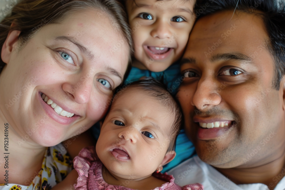 Close up portrait of family of mixed race Close up portrait of family of mixed race