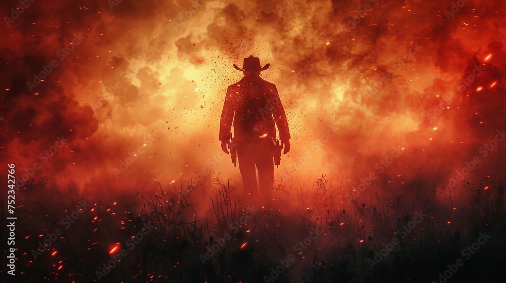 Fototapeta premium Sinister Western Silence Abstract patterns and shapes reminiscent of the foreboding silence that permeates the cursed territory of a Spaghetti Western horror