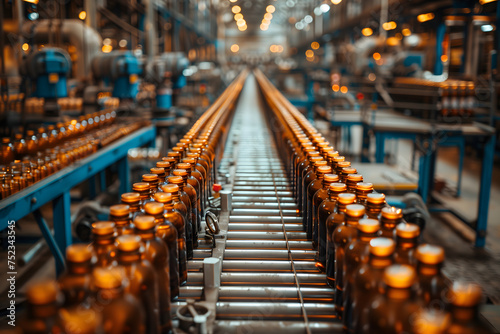 Factory Filled With Bottles of Liquid