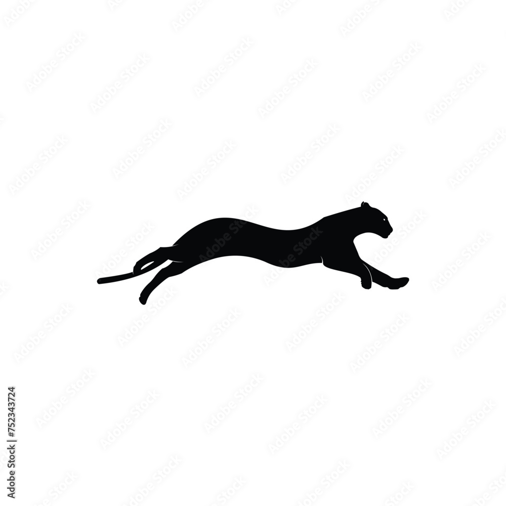 black leopard silhouette running jumping