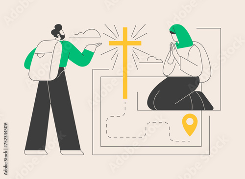 Christian pilgrimages abstract concept vector illustration.