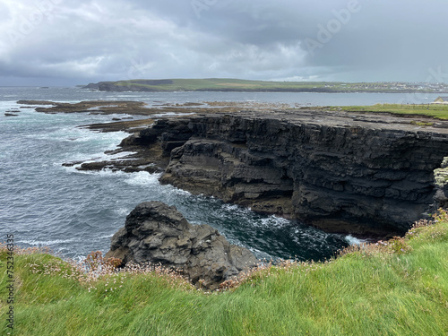 Panoramic view of the Kilkee Cliffs along the Kilkee Cliff Walk, County Clare, Ireland photo