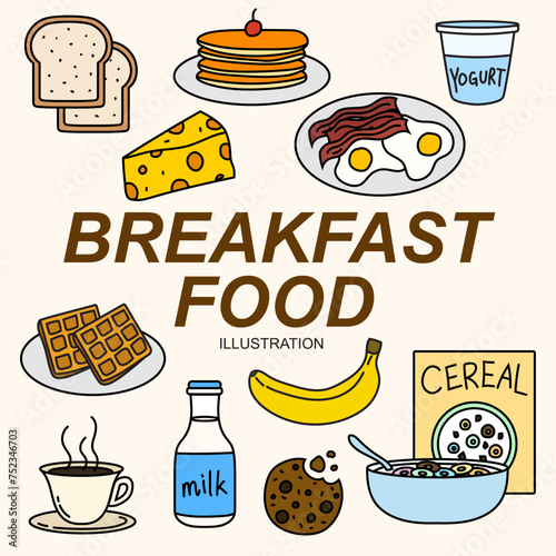 Breakfast Food Sets Illustrations