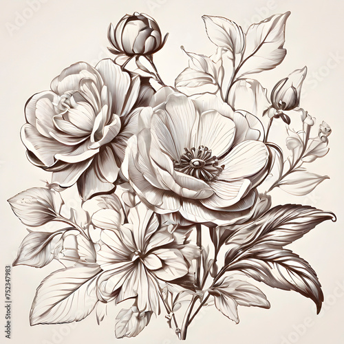 Wallpaper Mural hand drawn flowers Torontodigital.ca
