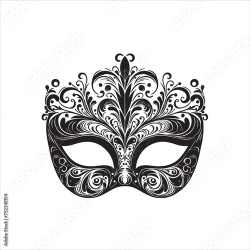silhouettes of Halloween mask isolated on white background