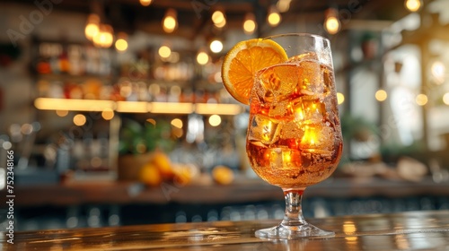 The iconic Aperol Spritz cocktail  effervescent and brightly colored  ready to awaken the senses  AI Generative