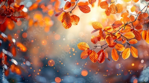 Vibrant autumn leaves dancing on a tree  colorful  bright backdrop  crisp fall air  AI Generative