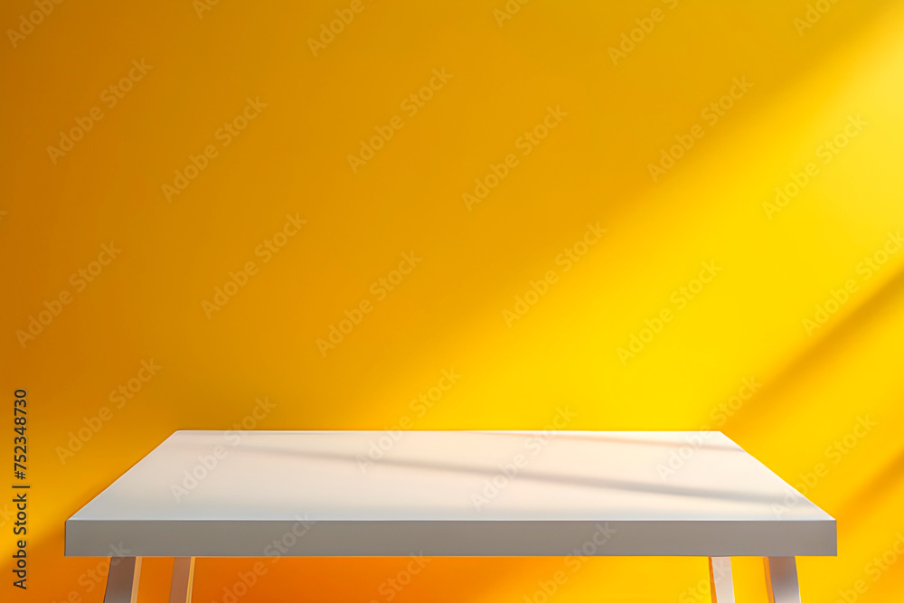 empty room with a table and yellow wall empty room with a table and yellow wall