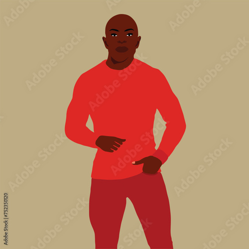 Bald head black man in elegant art style vector