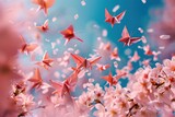 Origami Elegance: Butterflies Among Cherry Blossoms