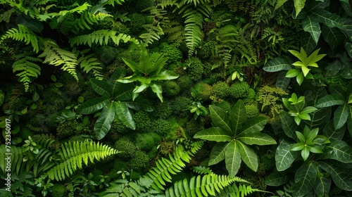 Lush fern green and moss  dense forest theme  natural woodland texture  deep greenery layers  organic environment  serene outdoor setting  tranquil wilderness  subtle light filtering  earthy ambiance