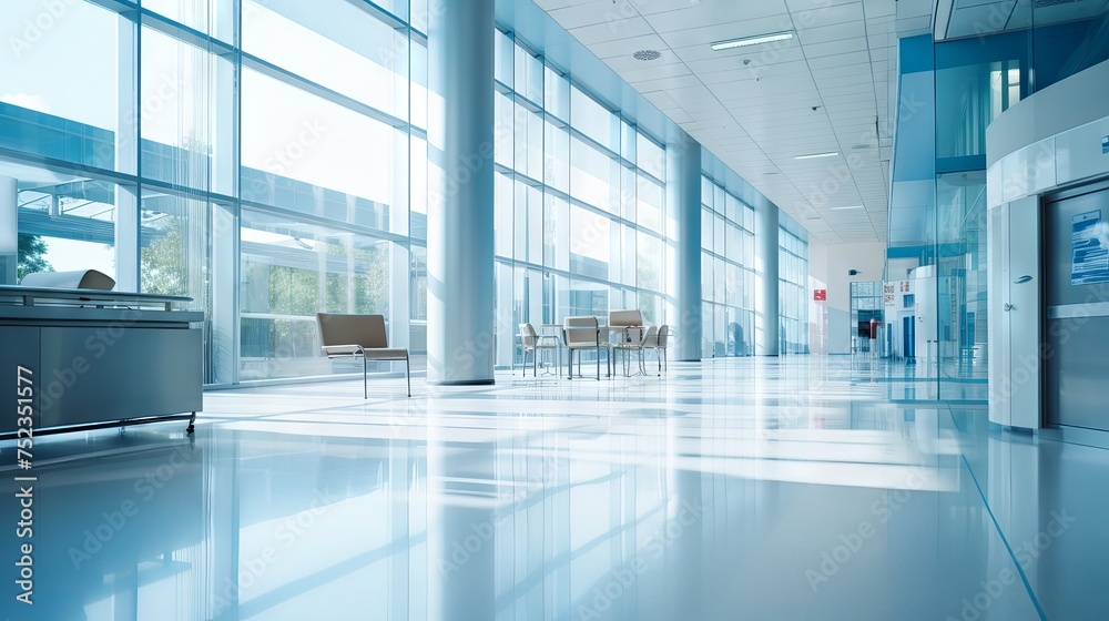Soft Illuminated Office Interior: Blurred Hall with Panoramic Windows, Canon RF 50mm f/1.2L USM Perspective Soft Illuminated Office Interior: Blurred Hall with Panoramic Windows, Canon RF 50mm f/1.2L USM Perspective