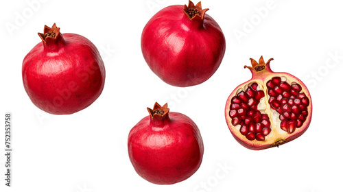 Pomegranate Collection: Fresh, Ripe Fruits Isolated on Transparent Background for Culinary and Decorative Projects.