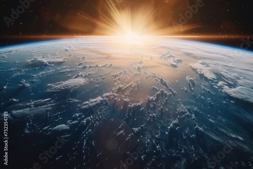 A breathtaking view of the Earth from space during sunrise, symbolizing new beginnings and exploration.