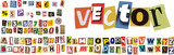 Retro Magazine Newspaper Cutout Letters Numbers and Punctuations Vector Format