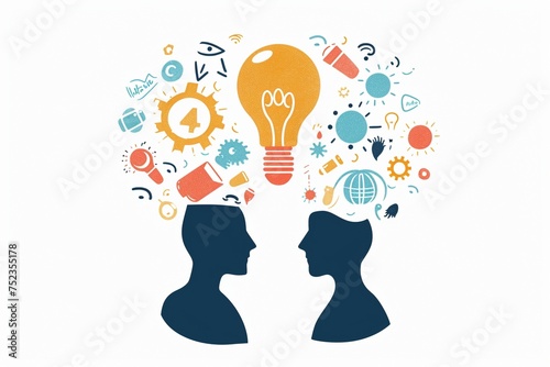 Konzept Illustration für Brainstorming, Ideenfindung und Zusammenarbeit 