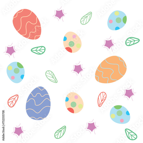 Happy Easter seamless pattern vector. Spring season repeated in fabric pattern for prints, wallpaper, cover, packaging, ads.
 photo