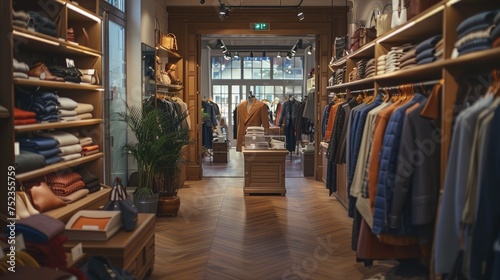 Elegant Fashion Boutique Interior with Luxury Goods Display photo