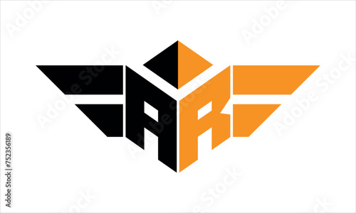 AR initial letter falcon icon gaming logo design vector template. batman logo, sports logo, monogram, polygon, war game, symbol, playing logo, abstract, fighting, typography, icon, minimal, wings logo