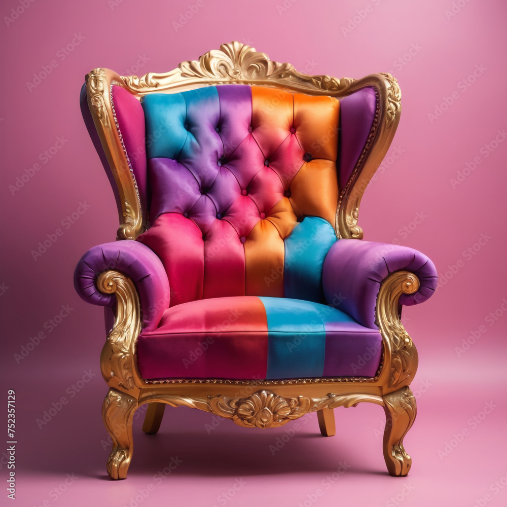 Large leatherChair on the background of a large window in a modern interior. Generative ai Large leatherChair on the background of a large window in a modern interior. Generative ai
