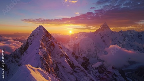 sunrise over the mountains with beautiful clear sky