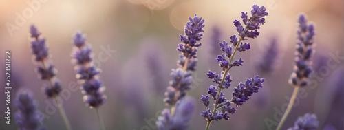 Delicate lavender bokeh over a softly blurred blush pink background - an ethereal banner.