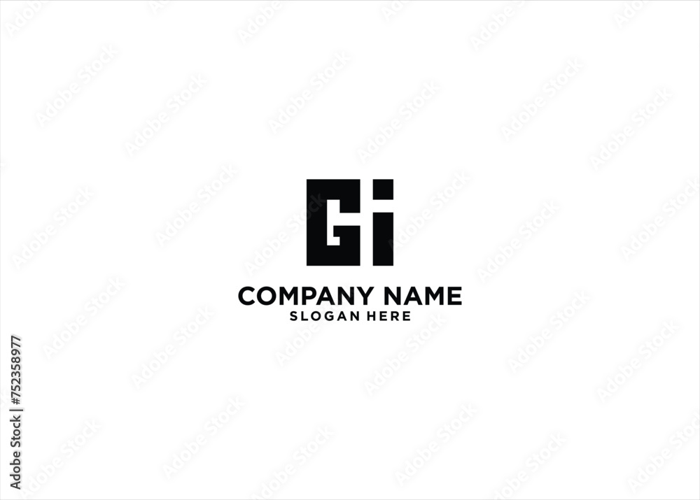 GI logo design vector template GI logo design vector template