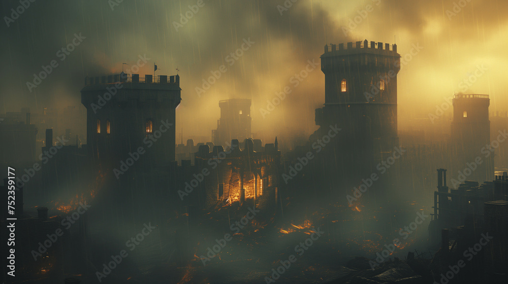 Fototapeta premium A city that decayed after the war.