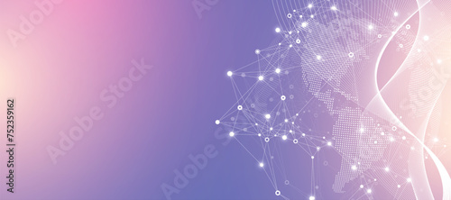 Global network connection banner design template. Header social network communication in the global business concept. Big data visualization. Internet technology