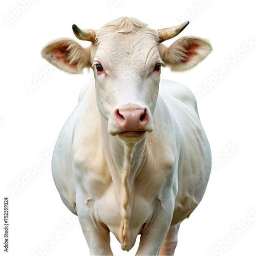white cow isolated on a transparent background.