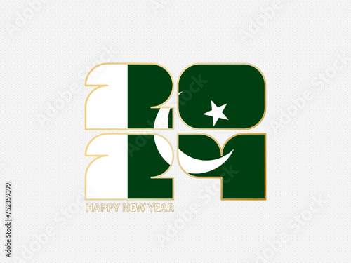 Abstract numbers 2024 with flag of Pakistan.