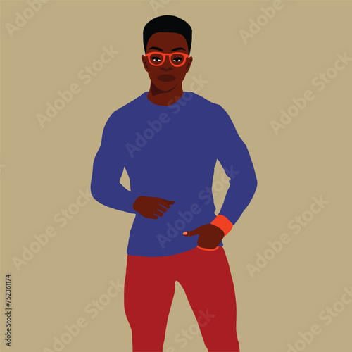 Afro black man in elegant art style vector